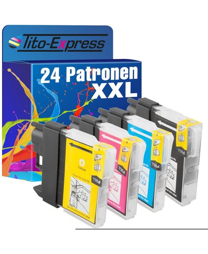 Tito-Express PlatinumSerie PlatinumSerie® 24 printerpatronen XXL met Chip kompatibel voor Brother LC985 Black Cyan Magenta Yellow DCP-J 125 / DCP-J 140 W / DCP-J 315 W / DCP-J 515 W / MFC-J 220 / MFC-J 265 W / MFC-J 410 Series /