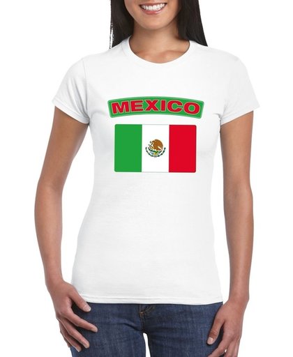Mexico t-shirt met Mexicaanse vlag wit dames - maat M