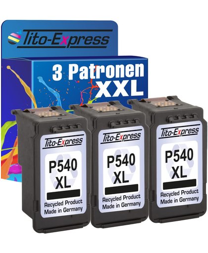 Tito-Express PlatinumSerie PlatinumSerie® 3 Patronen voor Canon PG-540 XL Black MG2140 / MG2150 / MG2250 / MG3140 / MG3150 / MG3250 / MG3255 / MG3550 / MG4140 / MG4150 / MG4250 / MX370 / MX375 / MX395 / MX435 / MX455 / MX515 / MX525