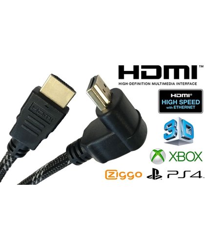 Blueqon - 1.4 High Speed Haakse HDMI kabel - 5 m - Zwart