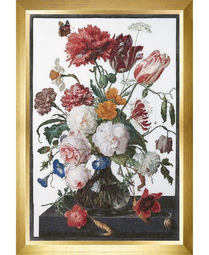 Thea Gouverneur Borduurpakket 785A Rijksmuseum Stilleven met bloemen in een glazen vaas, Jan Davidsz. de Heem, 1650 - 1683 - Aida stof 100% katoen