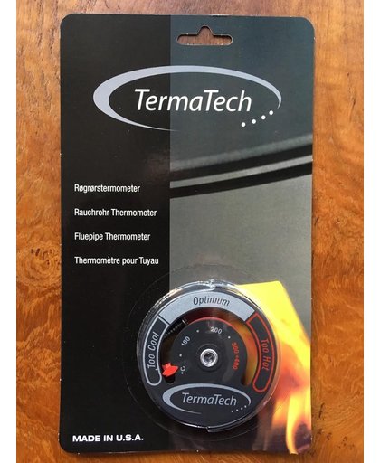 TT Magnetische thermometer voor kachelpijp zwart Ø6cm - aluminium - Ø6cm