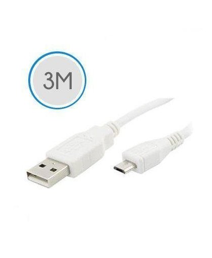 3 meter Micro USB 2.0 oplaad en data kabel voor Sony Ericsson Xperia Play - wit