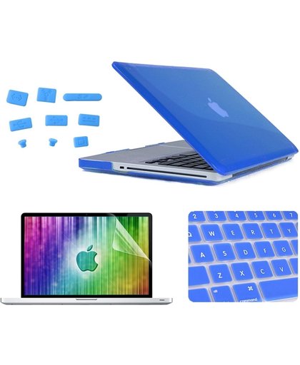 ENKAY 4 in 1 Crystal Hard Shell Plastic beschermings hoesje met Screen beschermings & toetsenbord Guard & Anti-dust Plugs voor MacBook Pro 15.4inch(donker blauw)