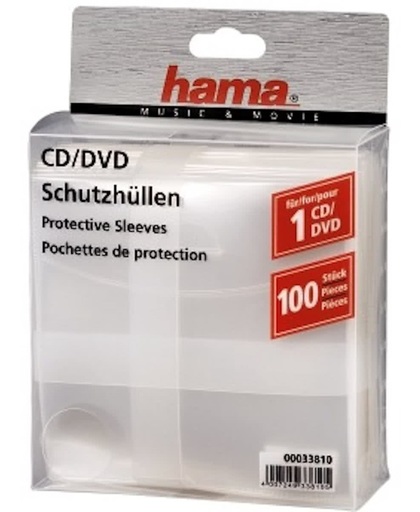 Hama 04733810 Cd / Dvd Beschermhoezen - 100 stuks / Transparant