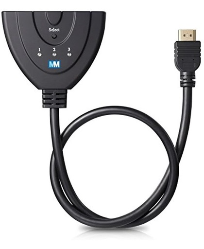 MMOBIEL HDMI Switch - Splitter 3 in naar 1 uit - Vergulde connectoren - 3 in 1 - 1080p Full HD - Indicatie LED - Pigtail