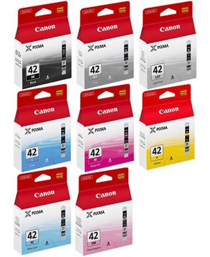 Canon CLI-42 BK/C/M/Y/PM/PC/GY/LGY inktcartridge Zwart, Cyaan, Grijs, Licht Grijs, Magenta, Foto cyaan, Foto magenta, Geel