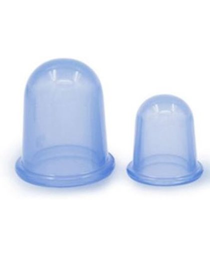 Anti cellulite Cups DUO voor benen en billen  – Cellulitis Cups – Lichaam & Gezicht – Vacuüm Massage Cups – Silicone Cuppingset – BLAUW – 2 Stuks - 1 Medium 5.5 cm - 1 Large 7.0 cm DUO set BLAUW
