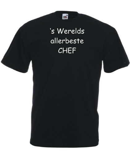 Mijncadeautje T-shirt - 's Werelds beste Chef - - unisex - Zwart (maat M)