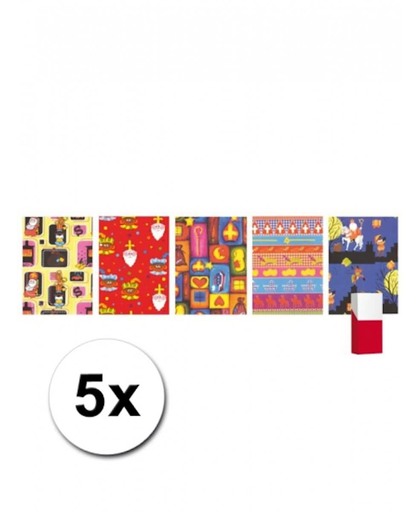 5 rollen Sinterklaas kadopapier 200 x 70 cm - Sint inpakpapier / cadeaupapier