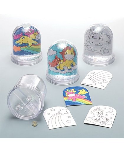 Inkleursneeuwbollen met eenhoorn die kinderen kunnen ontwerpen - Creatieve knutselset voor kinderen (doos van 4)