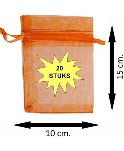 Fako Bijoux® - Organza Zakjes - 10x15cm - Oranje - 20 Stuks