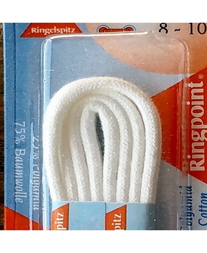 2.5 mm x 75 cm Wit - Dunne ronde schoenveter 25% polyamide