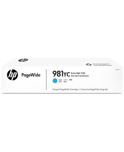 HP 981YC Extra High Yield Cyan Original PageWide Cartridge 16000pagina's Cyaan inktcartridge