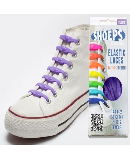 8 stuks Shoeps basic Violet Purple Rain - Elastische flexibele schoenveters veter strips