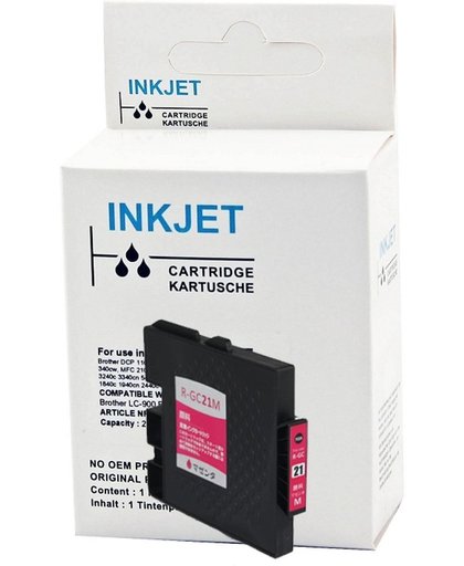 Toners-kopen.nl Ricoh 405534 GC-21M magenta  alternatief - compatible inkt cartridge voor Ricoh Gc21M magenta wit Label