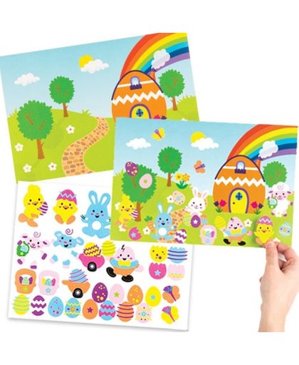 Stickersets met afbeeldingen van de zoektocht naar paaseieren   Een creatief knutsel- en decoratieproduct voor kinderen   Ook geschikt voor het maken van kaarten (4 stuks per verpakking)