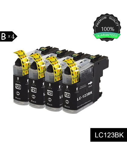 4 Brother Compatibele Inktcartridges LC123 voor Brother DCP-J132W, Brother DCP-J152W, Brother DCP-J4110DW, Brother DCP-J552DW - Zwart