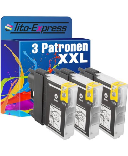 Tito-Express PlatinumSerie PlatinumSerie® 3 printerpatronen XXL met Chip kompatibel voor Brother LC985 Black DCP-J 125 / DCP-J 140 W / DCP-J 315 W / DCP-J 515 W / MFC-J 220 / MFC-J 265 W / MFC-J 410 Series /