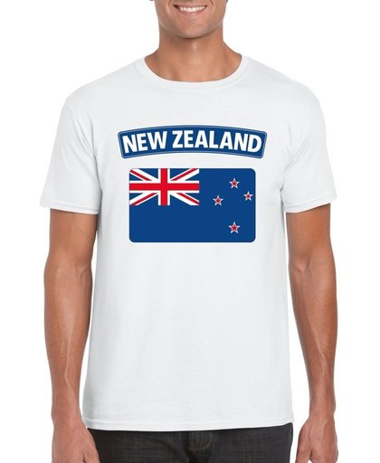Nieuw Zeeland t-shirt met Nieuw Zeelandse vlag wit heren 2XL