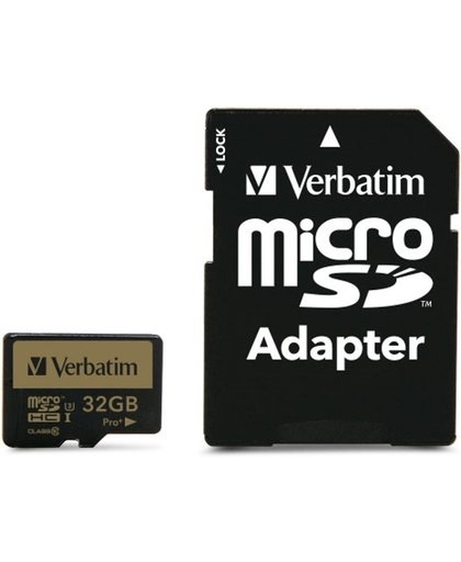 Verbatim Pro+ 32GB MicroSDHC UHS-I Klasse 10 flashgeheugen