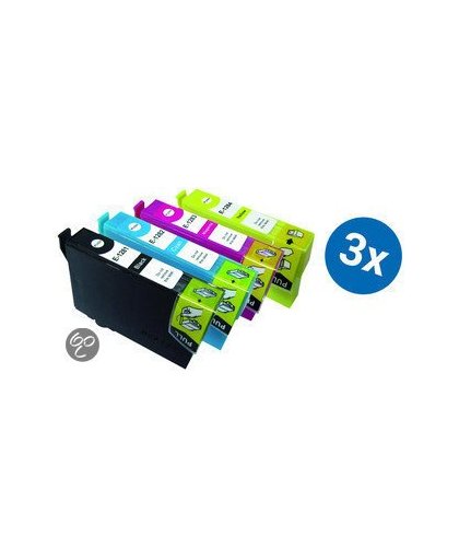 Merkloos   Inktcartridge / Alternatief voor de Epson T1281-1284 inktcartridge multipack T1285 3 sets Cartridge