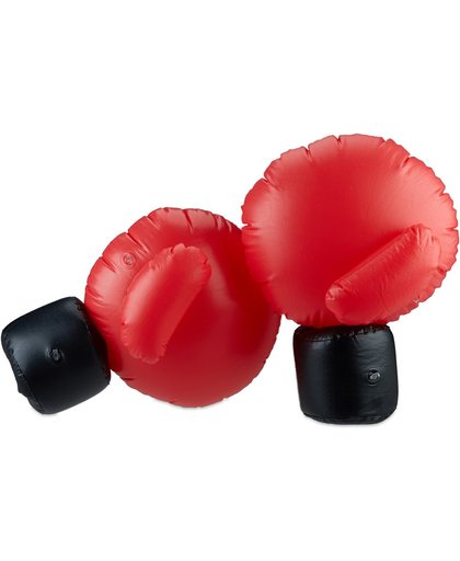 relaxdays bokshandschoenen opblaasbaar - rood zwart - kinderbokshandschoenen - groot
