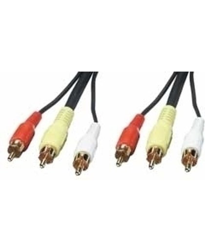 Lindy Audio-Video Cable, 5m 5m 3 x RCA 3 x RCA Zwart composiet videokabels