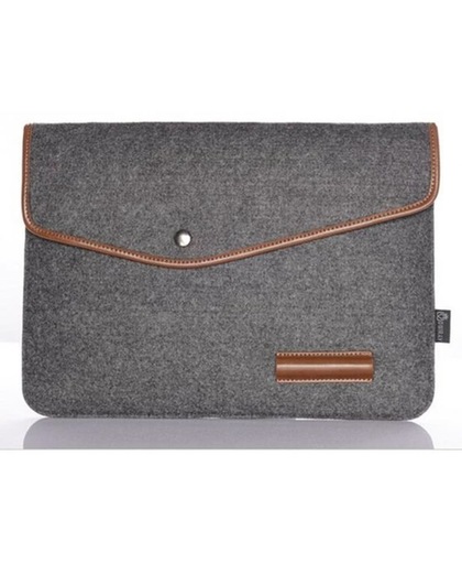 Vilten Soft Sleeve Case Voor De Laptop & Apple Macbook (Retina) 12 Inch - Bescherming Cover Hoes - Zwart Grijs