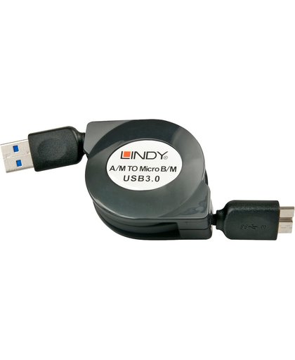 Lindy 0.9m, USB 3.0 A - USB 3.0 Micro-B 0.9m USB A Micro-USB B Mannelijk Mannelijk Zwart USB-kabel