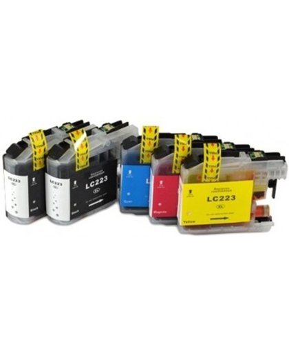 Spaarset LC-223 inktcartridge 2x zwart, 1x blauw, geel, rood