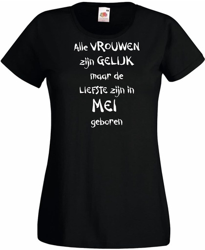 Mijncadeautje - T-shirt - zwart - maat M - Alle vrouwen zijn gelijk - mei