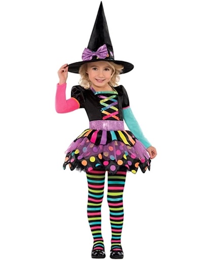 Verkleedkostuum voor meisjes kleur heks voor Halloween  - Kinderkostuums - 104/116