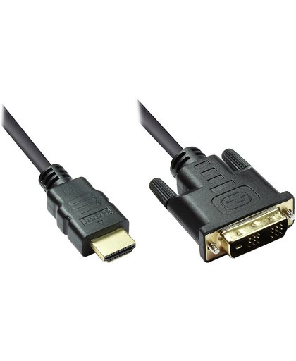 Alcasa HDMI - DVI-D, m-m, 3m 3m HDMI DVI-D Zwart, Goud