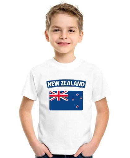 Nieuw Zeeland t-shirt met Nieuw Zeelandse vlag wit kinderen XL (158-164)