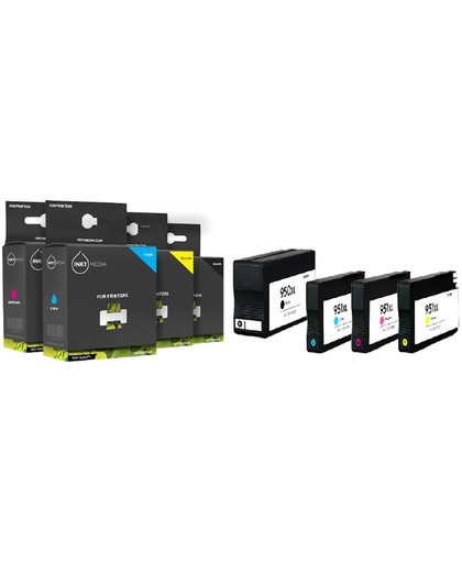Inktmedia® huismerk - Inktcartridge - Alternatief voor de HP 950XL en 951XL. Zwart en 3 Kleuren (4-pack). Inhoud: Zwart 80ml en kleuren 30ml. Inktmedia® huismerk Cartridge