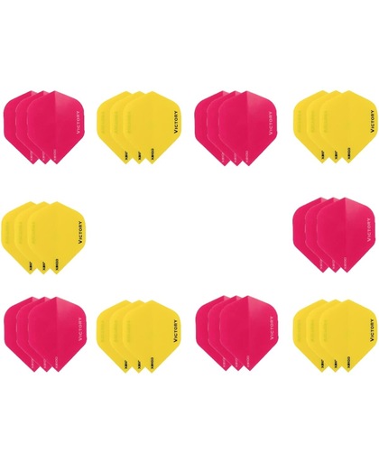 Dragon darts - 10 sets (30 stuks) - XS100 Poly flights - duo kleur pakket - Geel en Roze  – dart flights - darts flights
