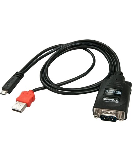 Lindy RS232/USB Micro-B/USB A RS232 USB, Micro USB Zwart, Rood kabeladapter/verloopstukje