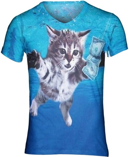 Nirvana - Nevermind kat t-shirt Maat: L  V-hals