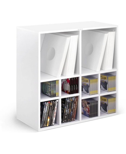 LP vinyl kast meubel multifunctioneel uit te breiden voor opslag Vinyl + CD + DVD (wit)