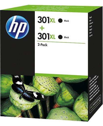 HP 301XL originele high-capacity zwarte inktcartridges, 2-pack inktcartridge