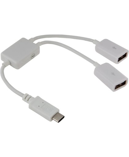 2 in 1 USB 3.1 Type-C naar USB 2.0 Data Kabel voor MacBook 12 inch / Chromebook Pixel 2015, Lengte: 21cm wit