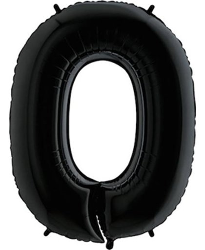 Folieballon cijfer 0 zwart (100cm)