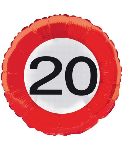 20 jaar verkeersbord folieballon - 46 cm