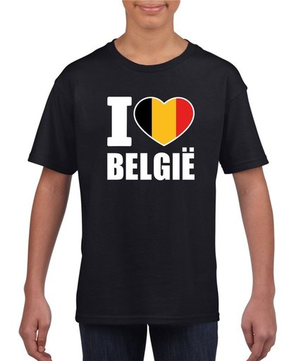 Zwart I love Belgie supporter shirt kinderen - Belgisch shirt jongens en meisjes XS (110-116)