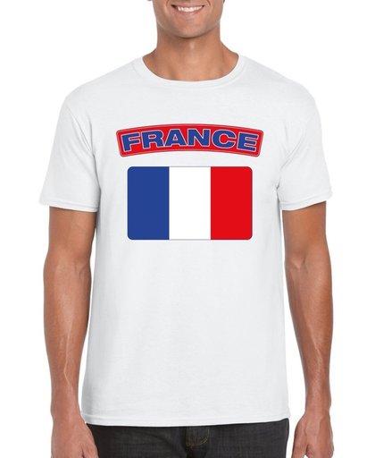 Frankrijk t-shirt met Franse vlag wit heren 2XL