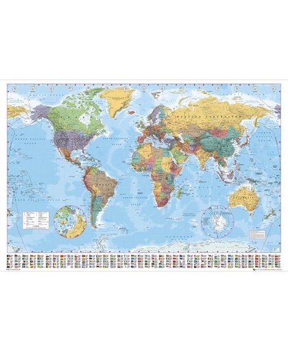Wereld-kaart- World-map-poster-Formaat 61x91.5cm.
