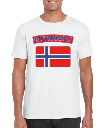 Noorwegen t-shirt met Noorse vlag wit heren - maat XL