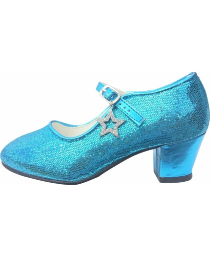 Elsa schoenen Spaanse Prinsessen schoenen blauw glitter - maat 30 (binnenmaat 20 cm) bij verkleed jurk