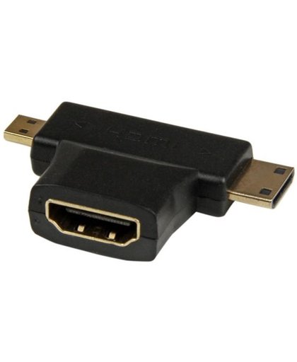 StarTech.com HDMI 2-in-1 T-adapter HDMI-naar-HDMI Mini of HDMI Micro-comboadapter F/M
